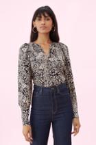 Rebecca Taylor Hidden Leopard Jacquard Top