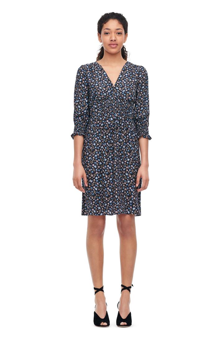 Rebecca Taylor Zelma Floral Silk V-neck Dress