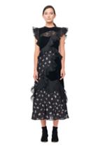 Rebecca Taylor Floral Jacquard & Velvet Dress