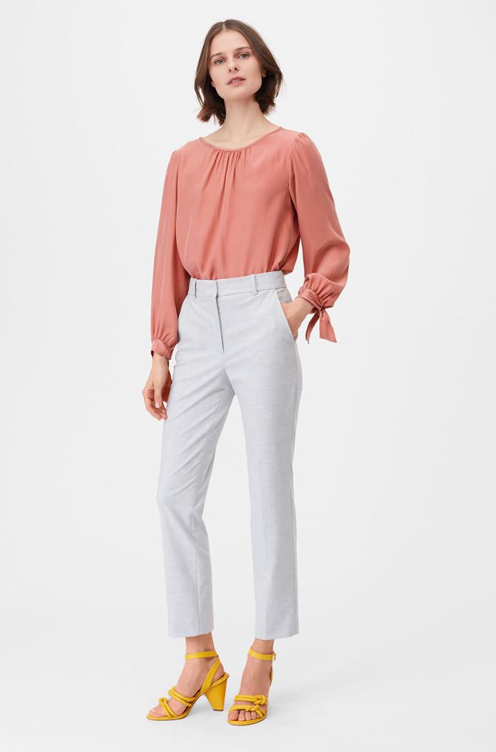 Rebecca Taylor Rebecca Taylor Tailored Silk Charmeuse Tie Top
