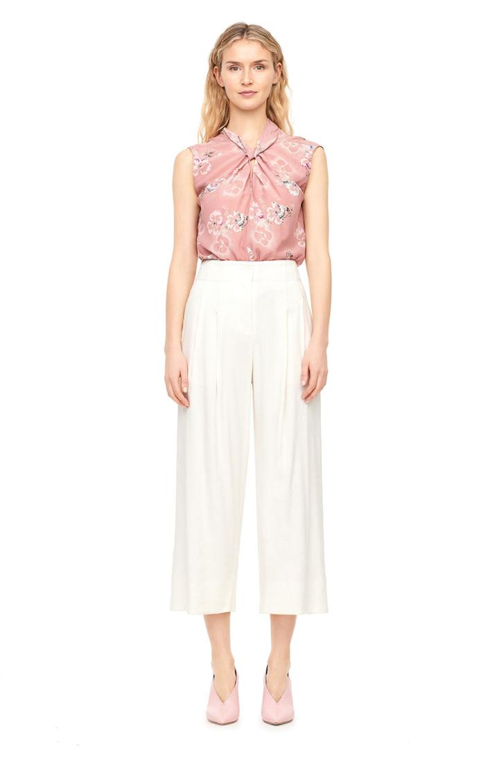 Rebecca Taylor Stretch Linen Wide Leg Crop Pant
