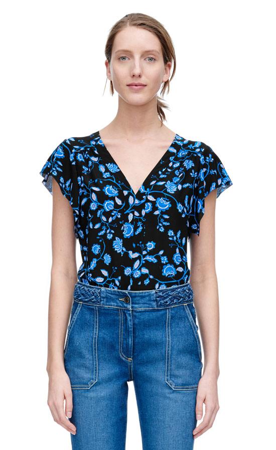 Rebecca Taylor Rebecca Taylor Sleeveless Kyoto Floral V-neck Top