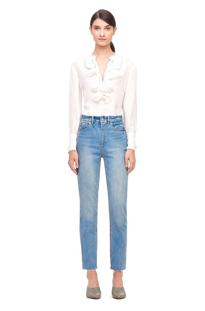 Rebecca Taylor Floral Cloqué Ruffle Top