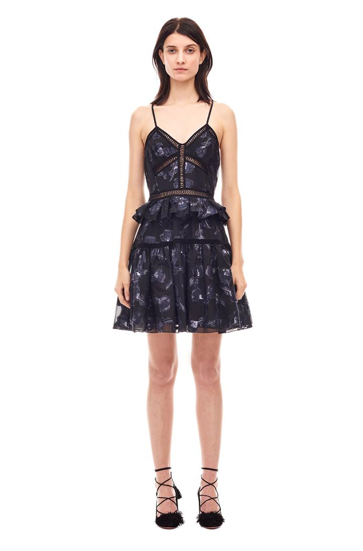 Rebecca Taylor Floral Jacquard Midi Dress