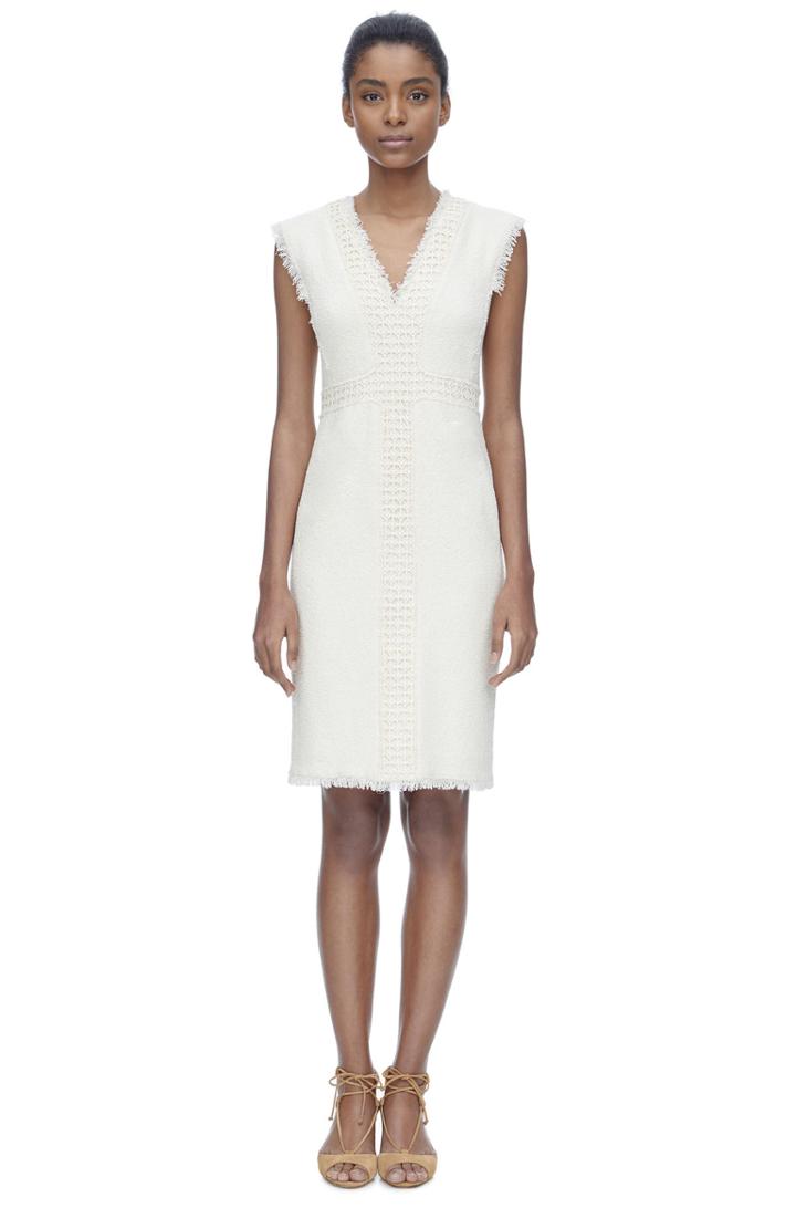 Rebecca Taylor Rebecca Taylor Sleeveless Stretch Tweed Dress 12 Cream