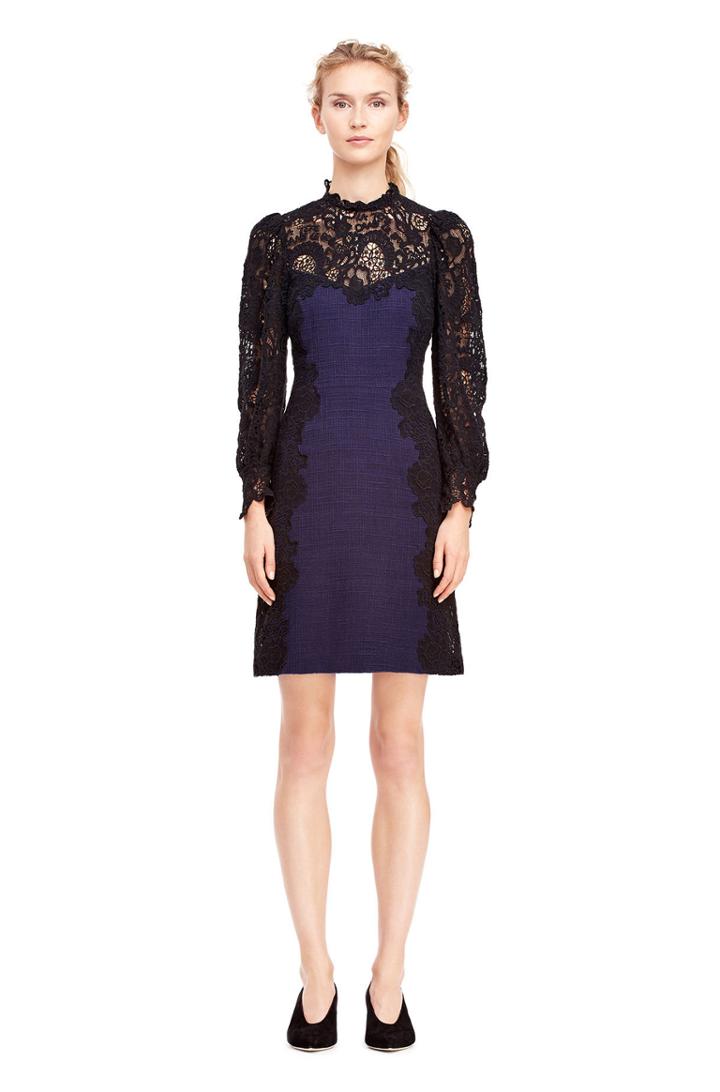 Rebecca Taylor Rebecca Taylor Luna Script Lace & Tweed Dress