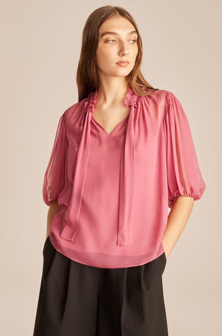 Rebecca Taylor Rebecca Taylor Silk Chiffon Bow Blouse