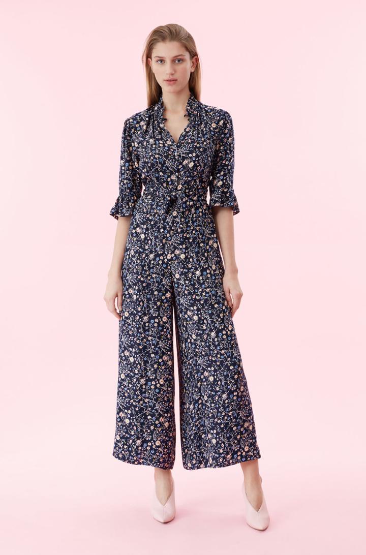 Rebecca Taylor Vivianna Vine Jacquard Silk Jumpsuit