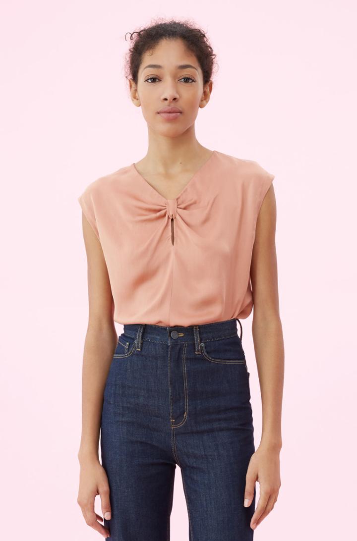 Rebecca Taylor Rebecca Taylor Silk Charmeuse Knot Top Copper, Size X-small