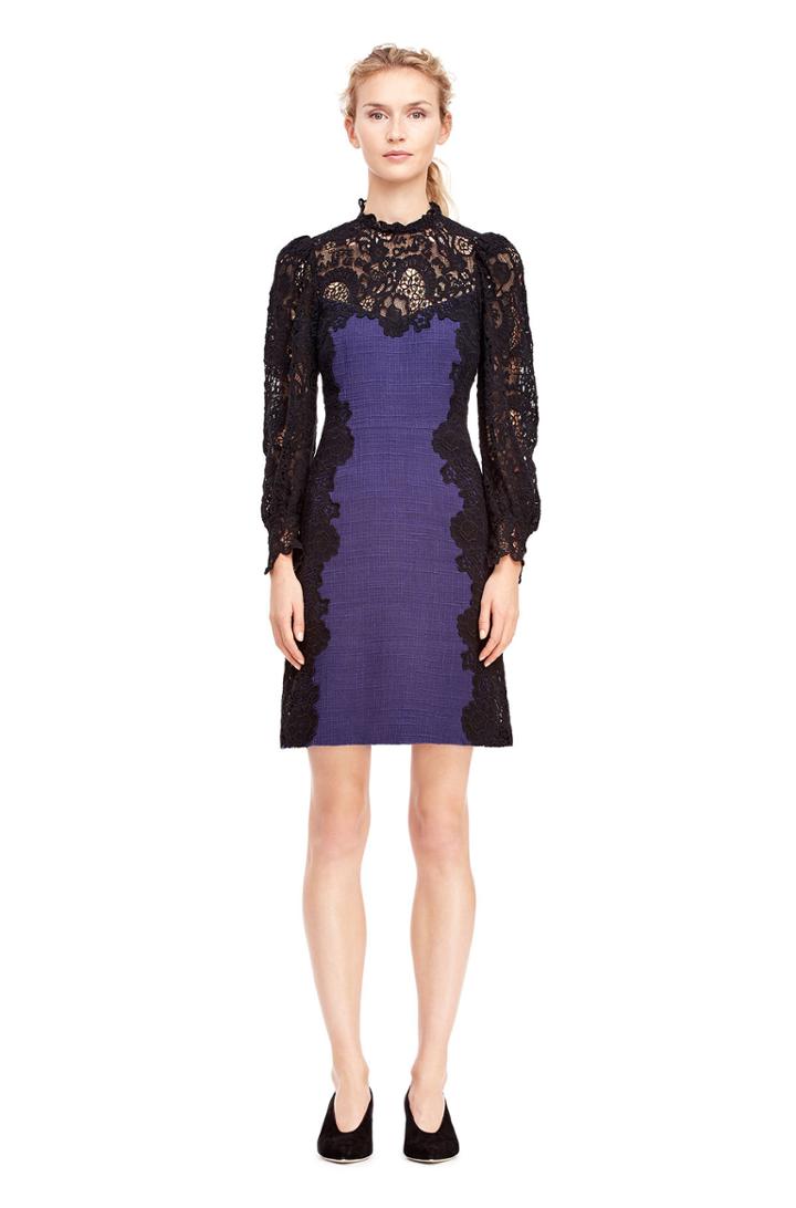 Rebecca Taylor Luna Script Lace & Tweed Dress