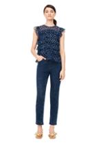 Rebecca Taylor Speckled Dot Metallic Clip Ruffle Top