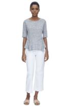 Rebecca Taylor Rebecca Taylor Short Sleeve Linen Jersey Tee L Grey Melange