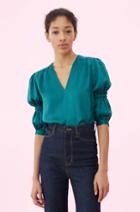 Rebecca Taylor Hammered Silk V-neck Top