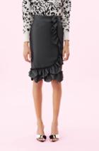 Rebecca Taylor Rebecca Taylor Vegan Leather Ruffle Skirt Black, Size 0
