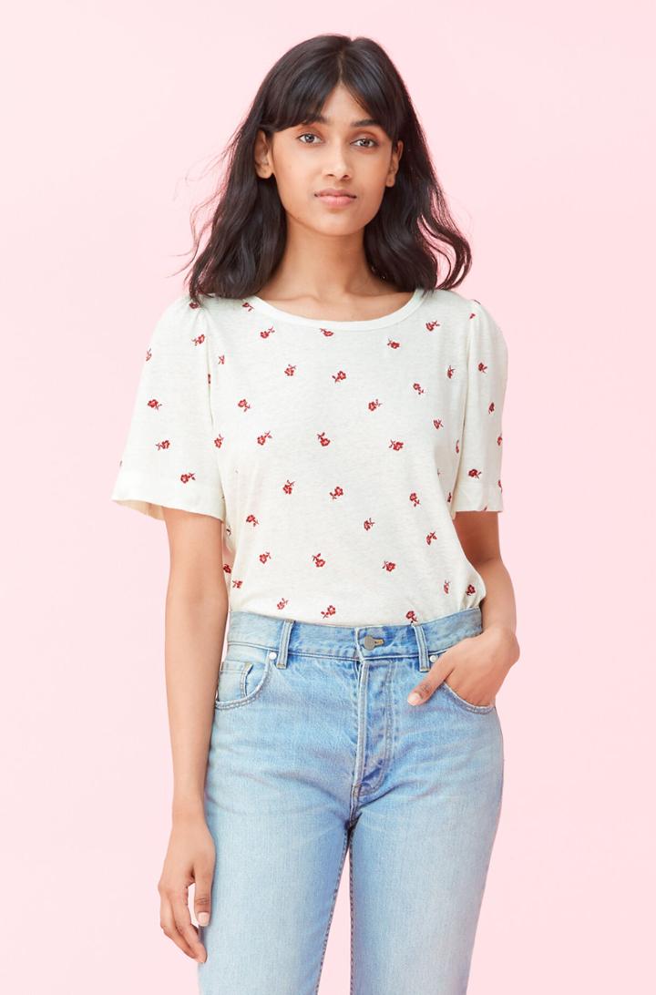 Rebecca Taylor Rebecca Taylor La Vie Marguerite Embroidered Jersey Tee