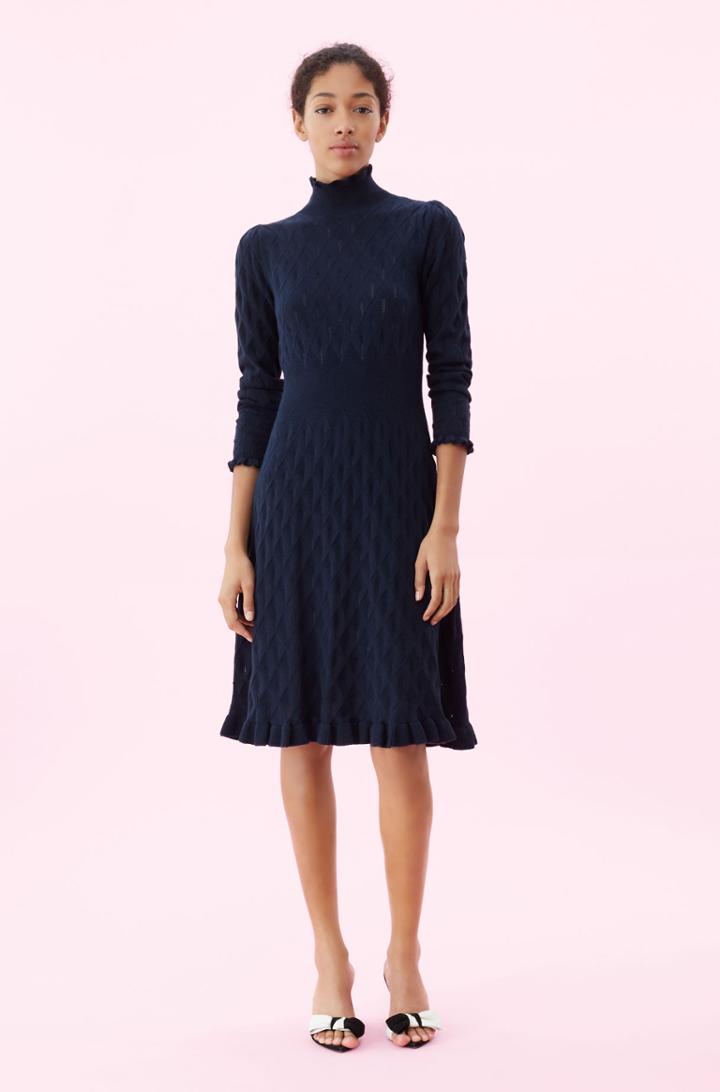 Rebecca Taylor La Vie Diamond Pointelle Sweater Dress