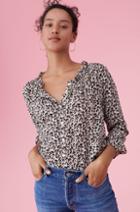 Rebecca Taylor Leopard Print Silk Top