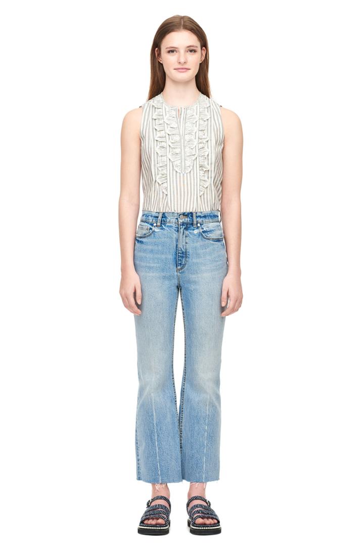Rebecca Taylor Cotton Eyelet Stripe Top