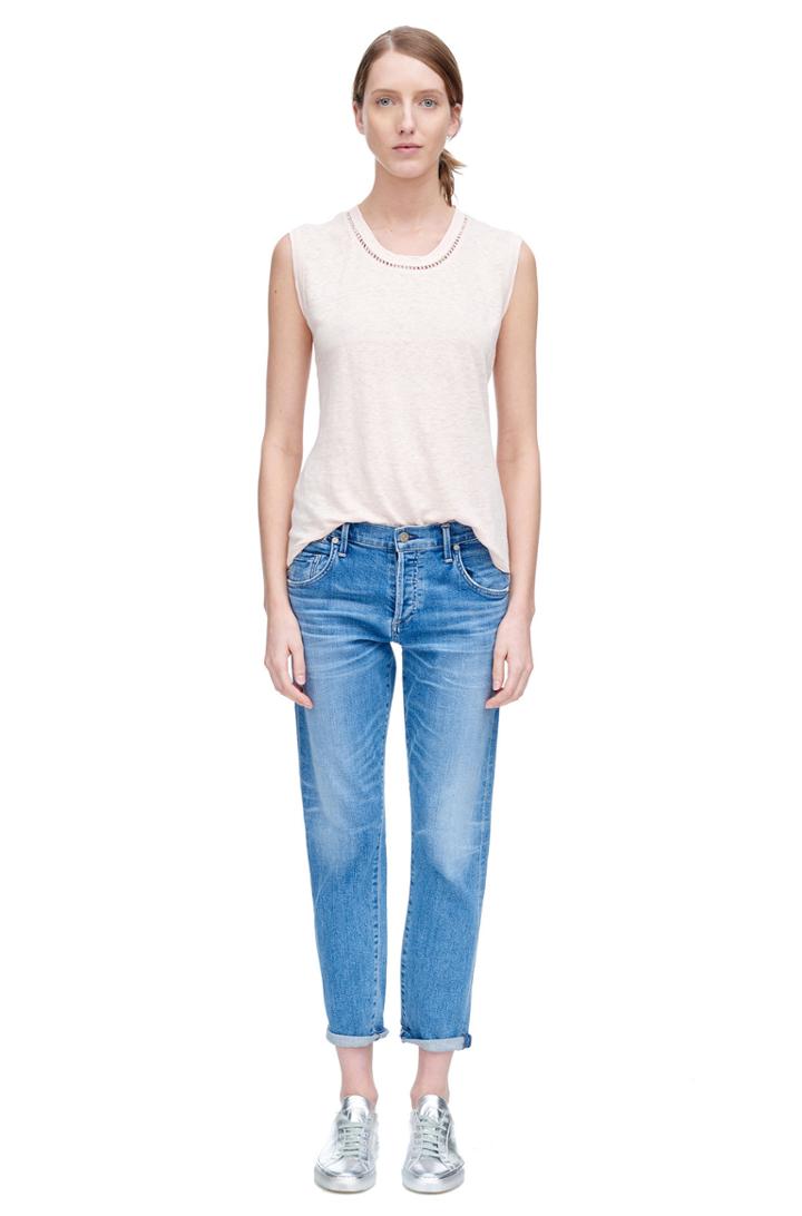 Rebecca Taylor Rebecca Taylor Sleeveless Jersey Crochet Tee S Light Quartz