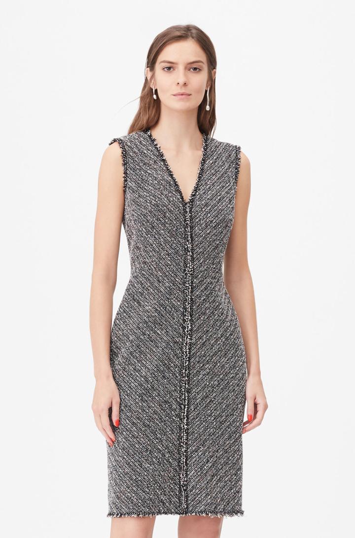 Rebecca Taylor Rebecca Taylor Tailored Static Tweed V-neck Dress