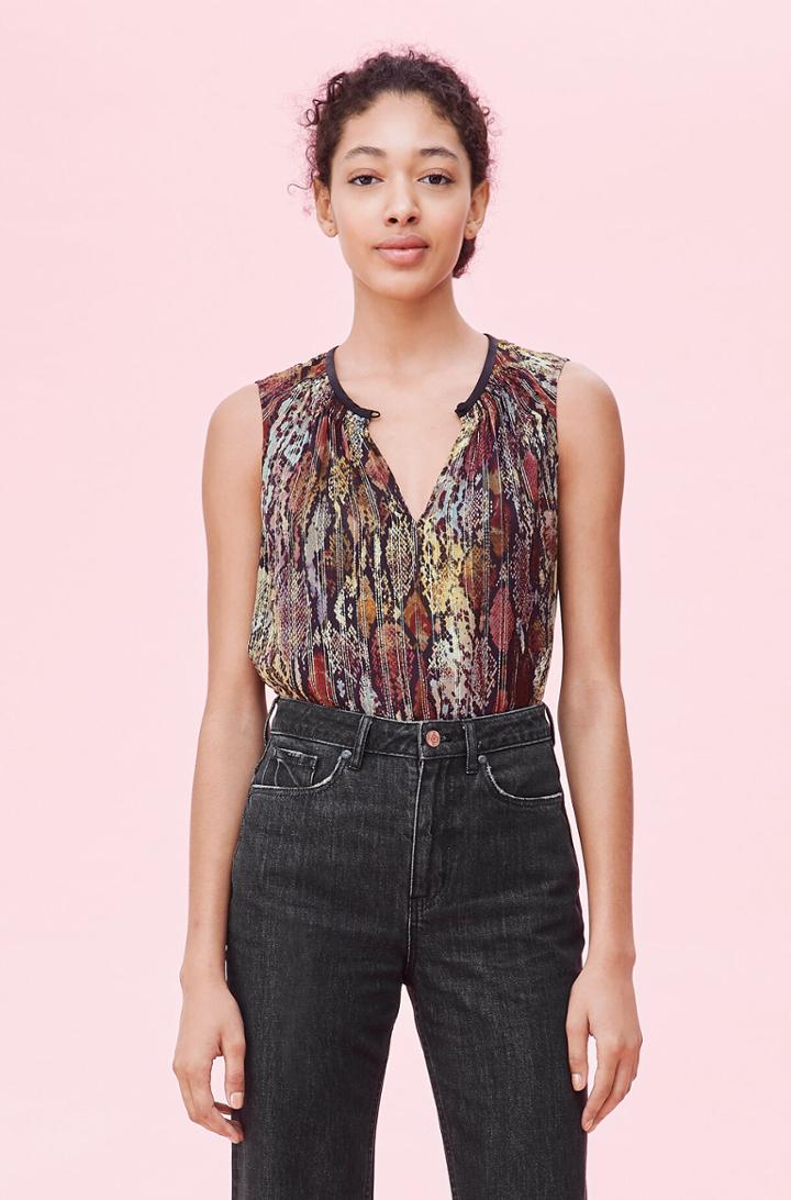 Rebecca Taylor Rebecca Taylor Watercolor Snake Lurex Top