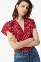 Rebecca Taylor Blurry Heart Silk V-neck Top