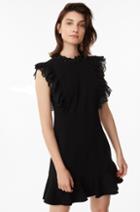 Rebecca Taylor Rebecca Taylor Crepe & Lace Dress Black, Size 0