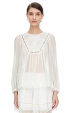 Rebecca Taylor Rebecca Taylor Long Sleeve Stitched Square Embroidered Top