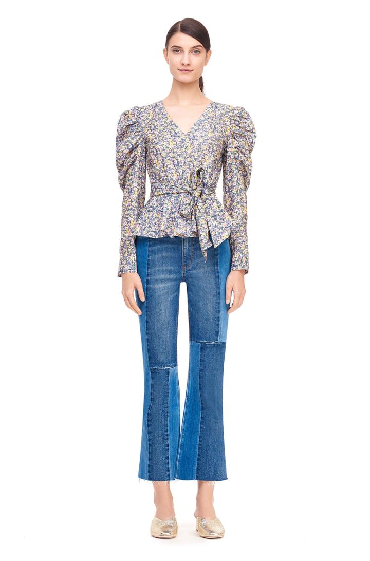Rebecca Taylor La Vie Pansies Print Poplin Top