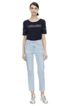Rebecca Taylor Rebecca Taylor Linen Lace Tee M Navy