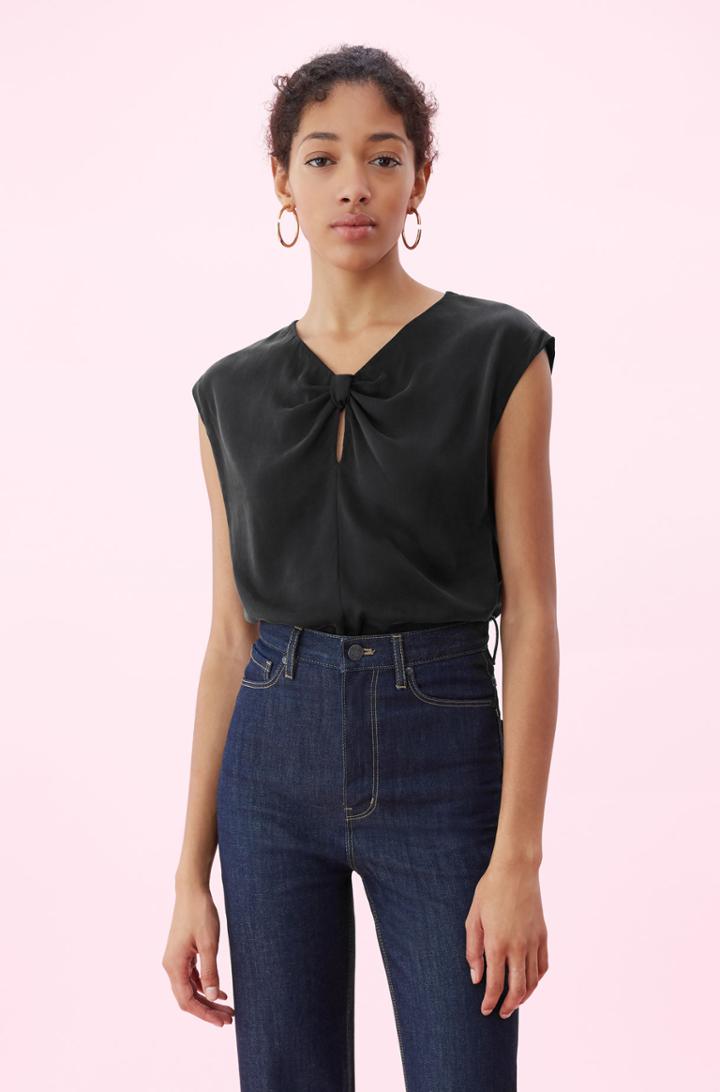 Rebecca Taylor Silk Charmeuse Knot Top