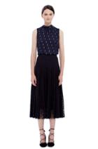 Rebecca Taylor Rebecca Taylor Sleeveless Metallic Clip Mock Neck Top 0 Dark Navy