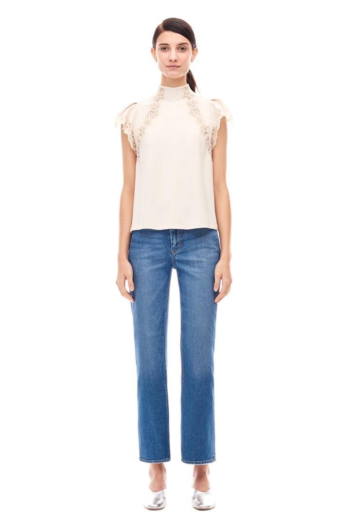Rebecca Taylor Crepe Lace Top