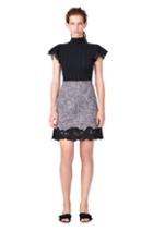 Rebecca Taylor Rebecca Taylor Slub Suiting Skirt With Lace
