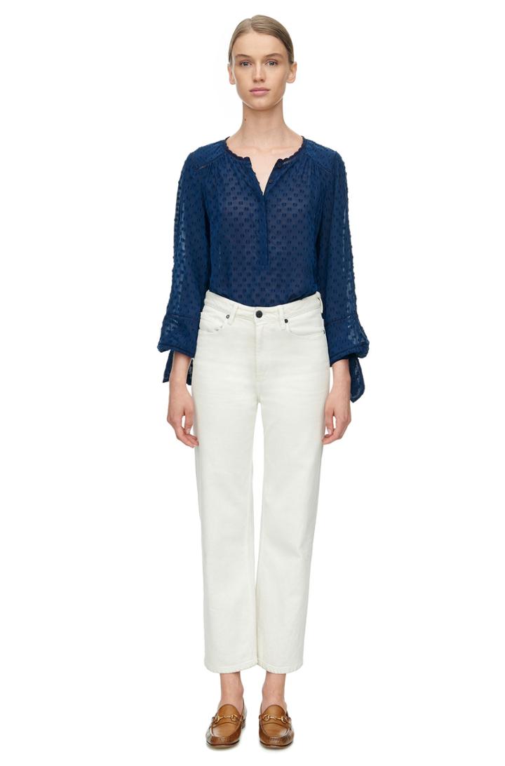 Rebecca Taylor Rebecca Taylor Long Sleeve Box Clip Top 0 Navy