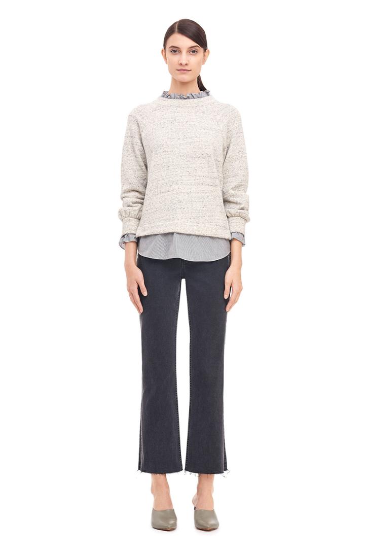 Rebecca Taylor La Vie French Terry Sweatshirt With Striped Trim