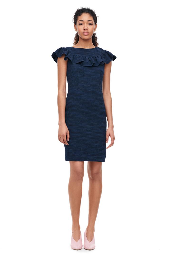 Rebecca Taylor Stretch Tweed Ruffle Dress