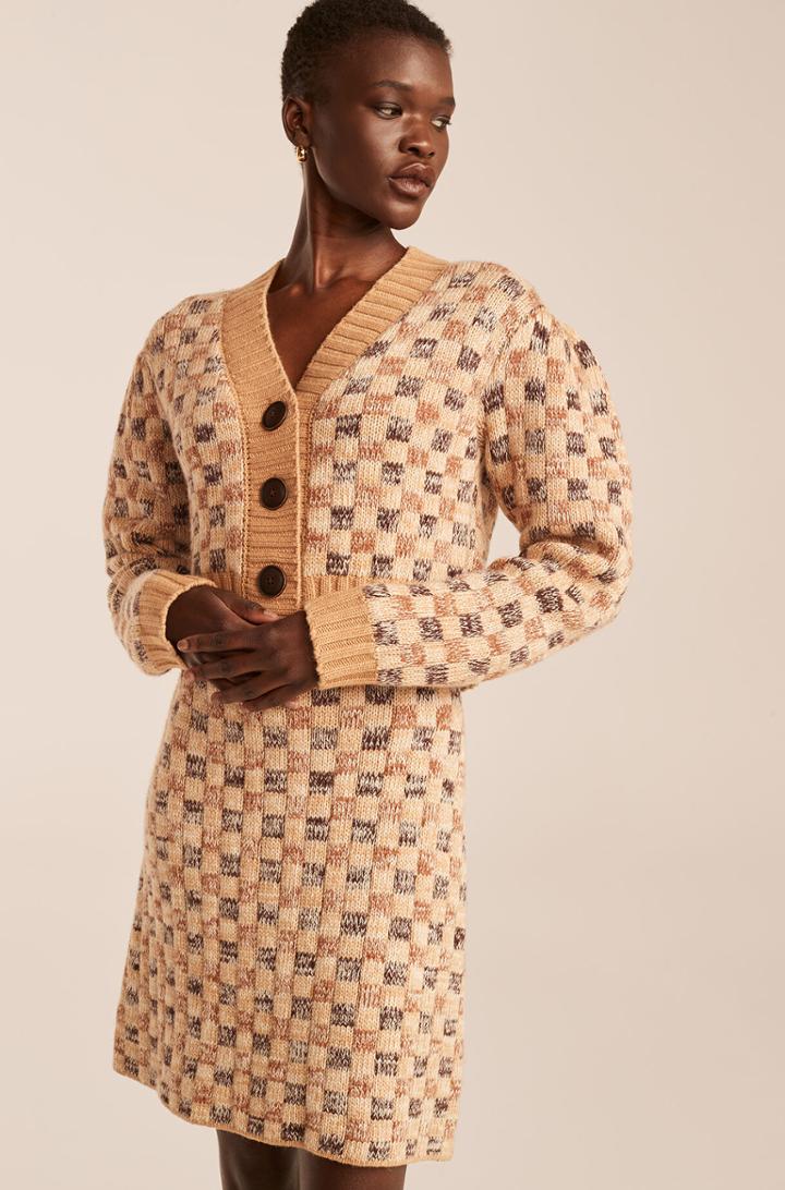 Rebecca Taylor Rebecca Taylor Cropped Checkerboard Jacquard Cardigan
