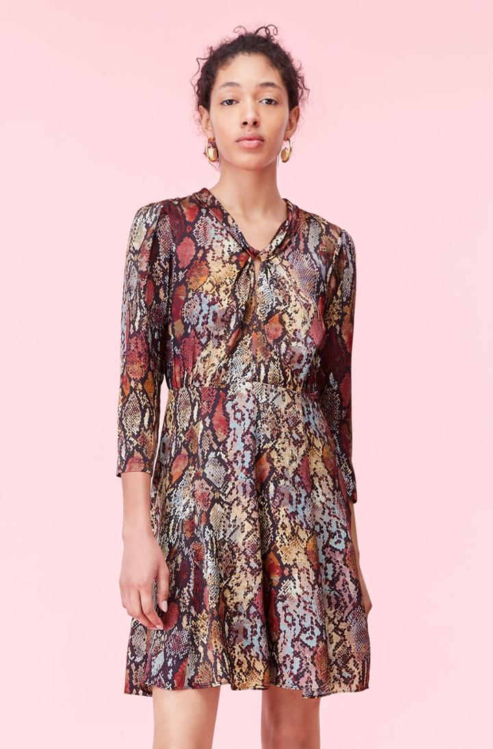 Rebecca Taylor Rebecca Taylor Watercolor Snake Hammered Silk Dress