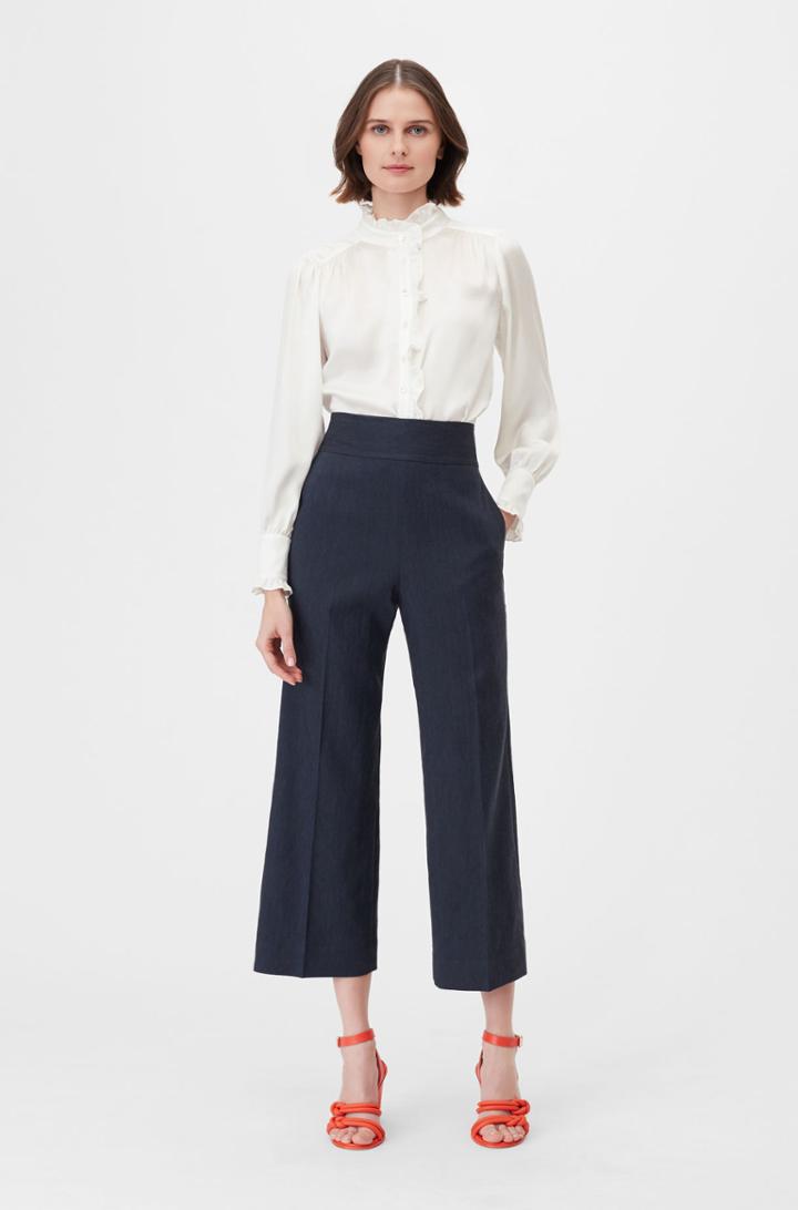 Rebecca Taylor Rebecca Taylor Tailored Stretch Linen Blend Cropped Pant
