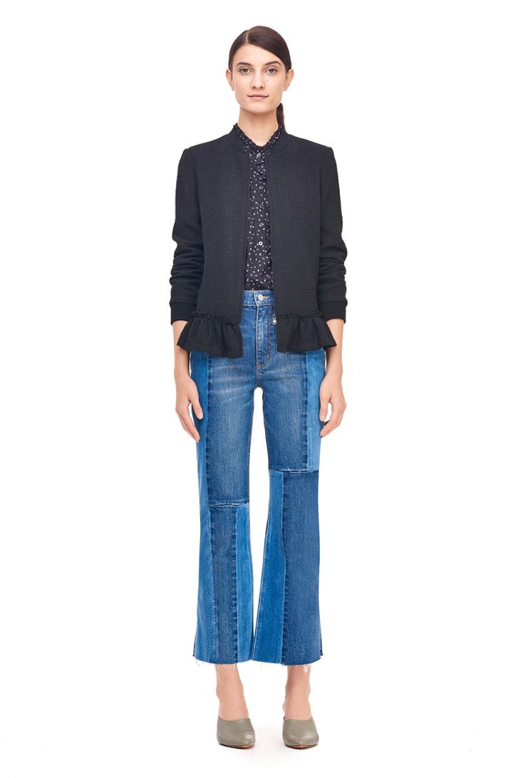 Rebecca Taylor Textured Tweed Ruffle Jacket