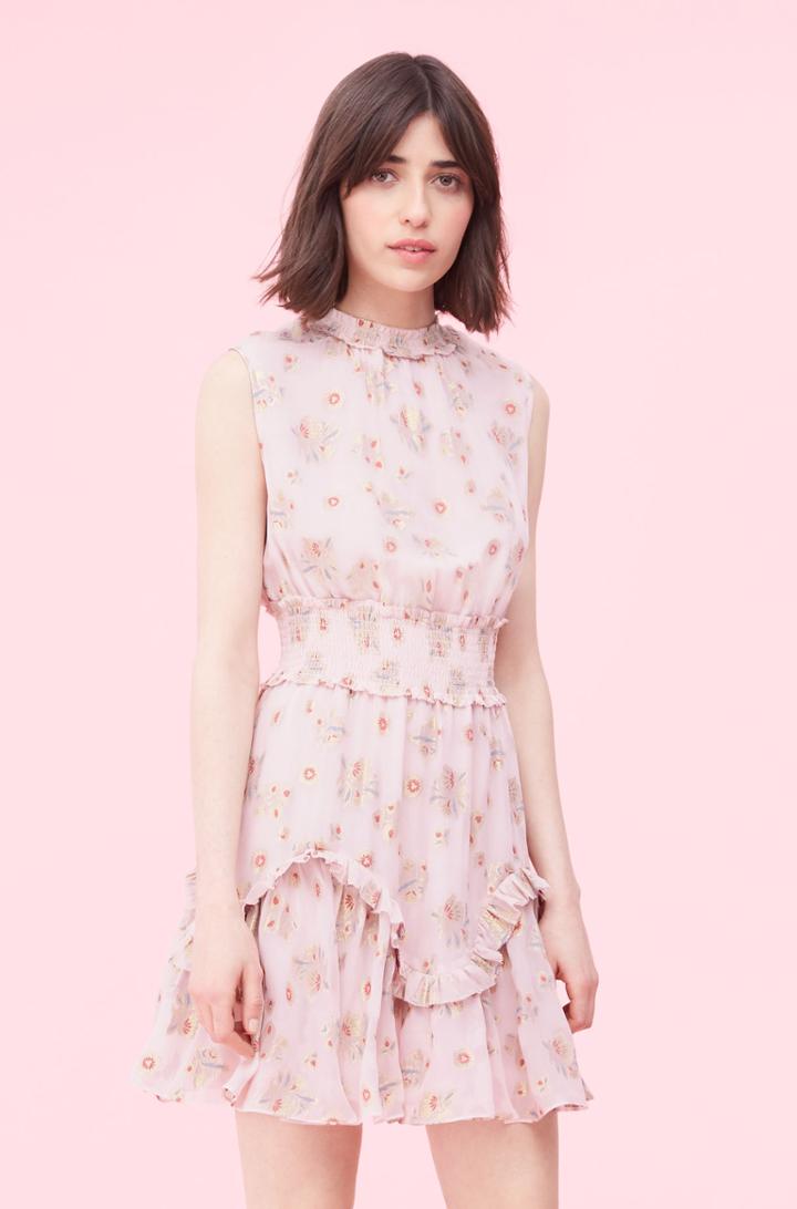 Rebecca Taylor Rebecca Taylor Leander Floral Metallic Clip Smocked Dress