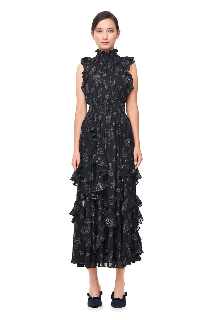 Rebecca Taylor Rose Metallic Clip Dress
