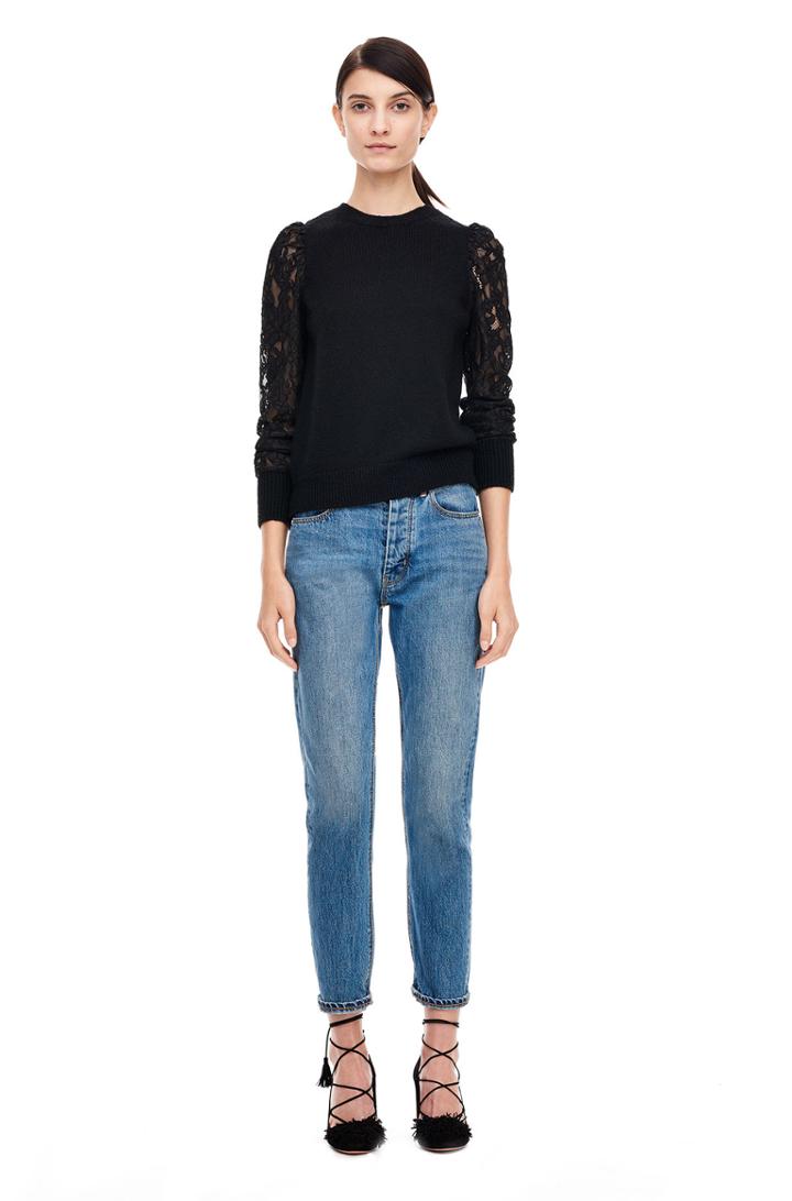 Rebecca Taylor Lace Sleeve Pullover
