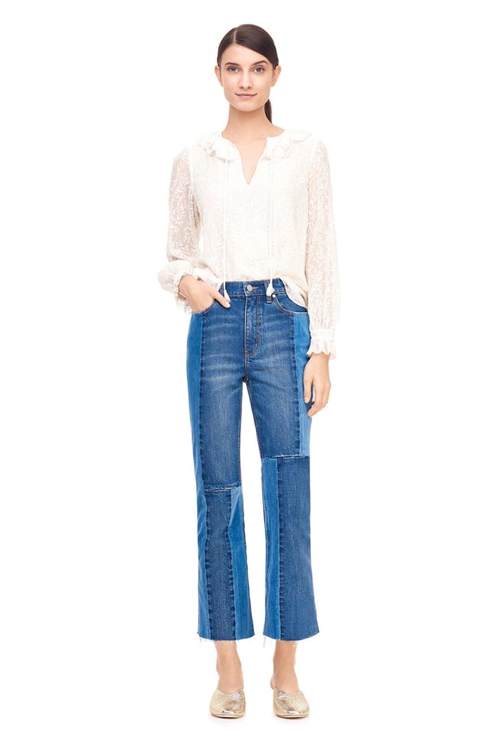 Rebecca Taylor Textured Vines Embroidered Top