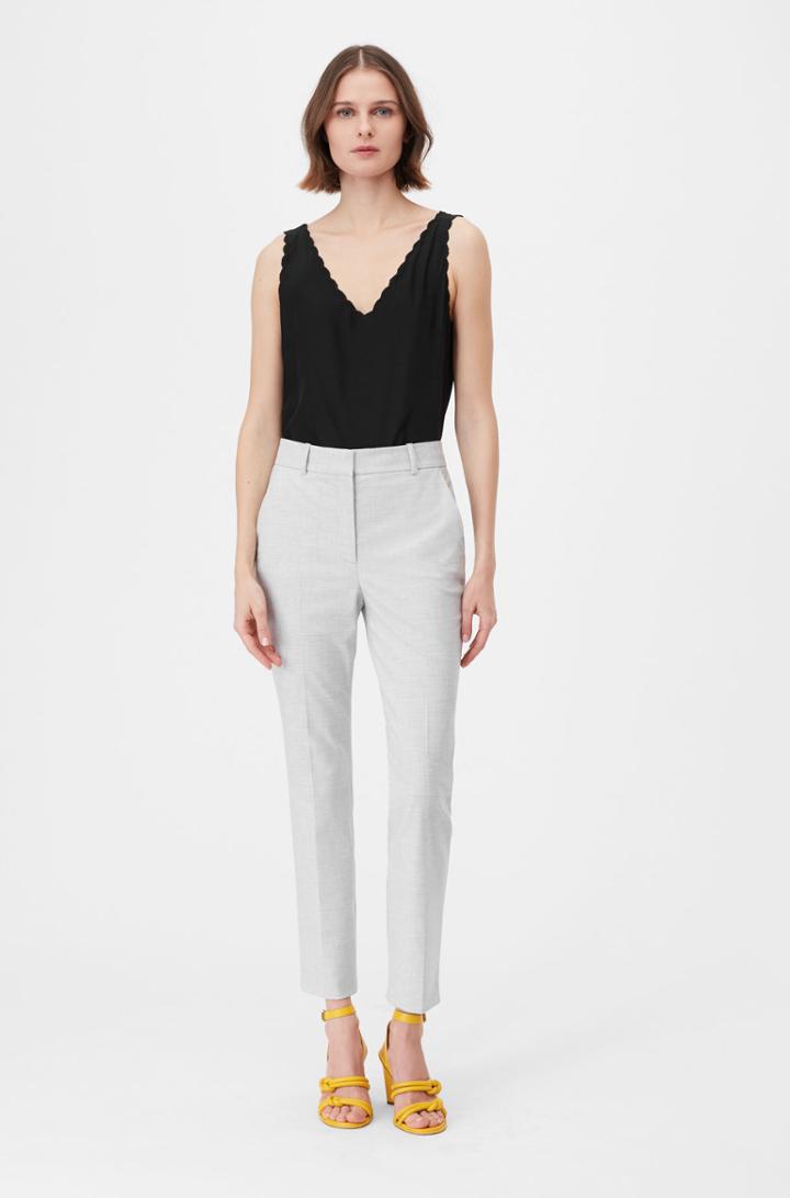 Rebecca Taylor Rebecca Taylor Tailored Silk Charmeuse Scalloped Tank