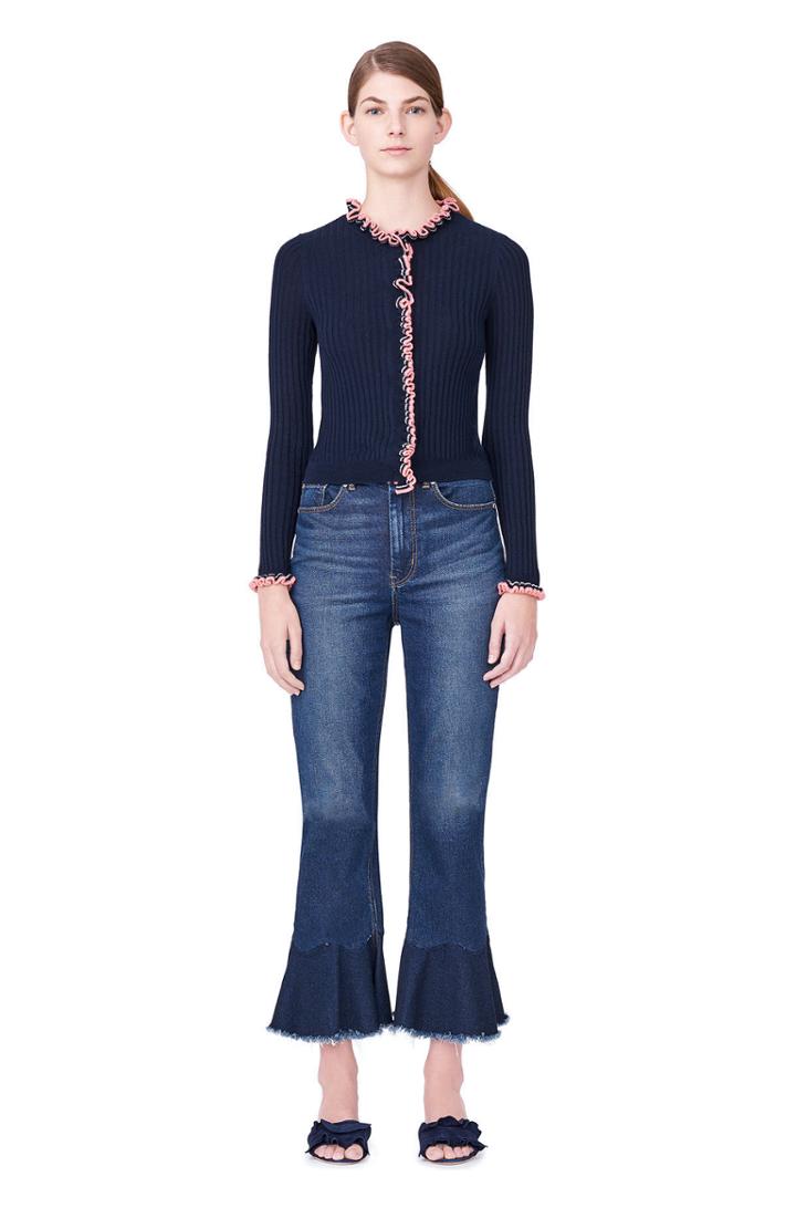 Rebecca Taylor Striped Ribbed Cardigan