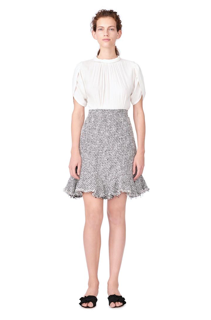 Rebecca Taylor Rebecca Taylor Petal Sleeve Silk & Tweed Dress