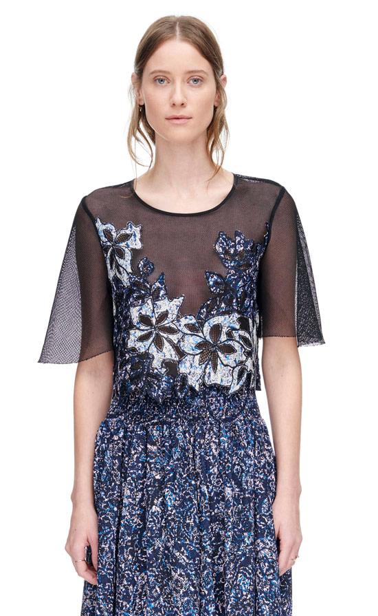 Rebecca Taylor Rebecca Taylor Short Sleeve Floral Embroidered Top