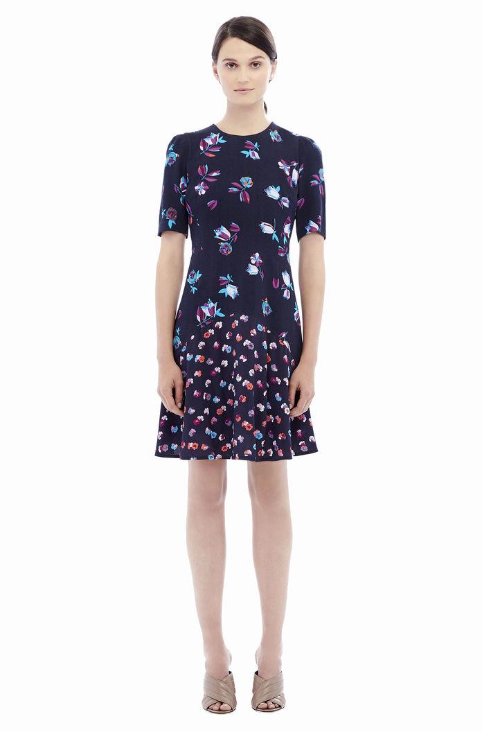 Rebecca Taylor Rebecca Taylor Long Sleeve Print Mix Dress 10 Navy Combo
